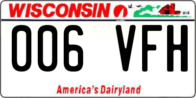 WI license plate 006VFH
