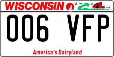 WI license plate 006VFP