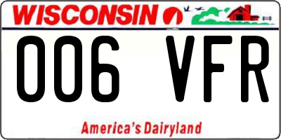 WI license plate 006VFR