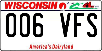 WI license plate 006VFS