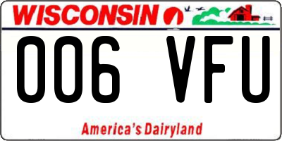 WI license plate 006VFU