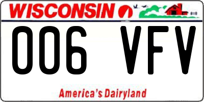 WI license plate 006VFV