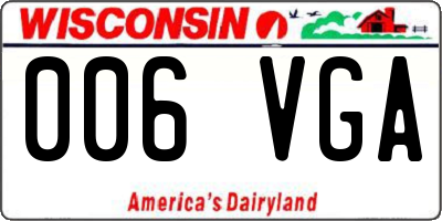 WI license plate 006VGA