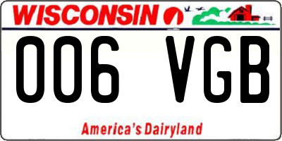WI license plate 006VGB