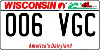 WI license plate 006VGC