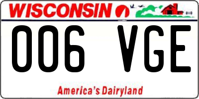 WI license plate 006VGE