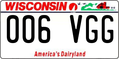 WI license plate 006VGG