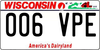WI license plate 006VPE