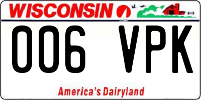 WI license plate 006VPK