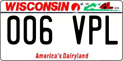 WI license plate 006VPL