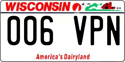 WI license plate 006VPN