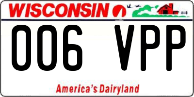 WI license plate 006VPP