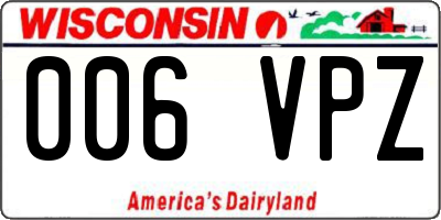 WI license plate 006VPZ