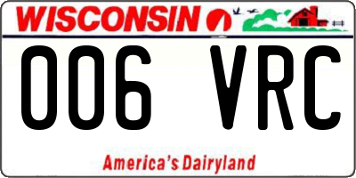 WI license plate 006VRC
