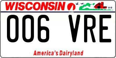WI license plate 006VRE