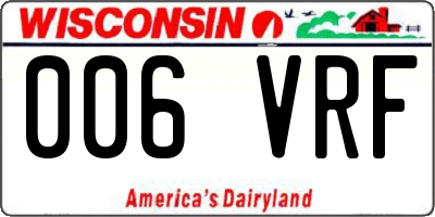 WI license plate 006VRF