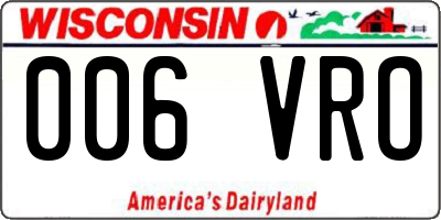 WI license plate 006VRO