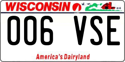 WI license plate 006VSE