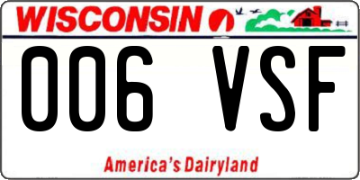 WI license plate 006VSF