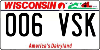 WI license plate 006VSK