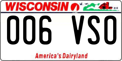 WI license plate 006VSO