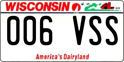 WI license plate 006VSS