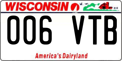 WI license plate 006VTB