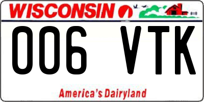 WI license plate 006VTK