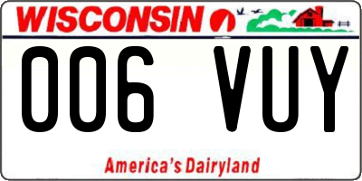 WI license plate 006VUY