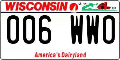 WI license plate 006WWO