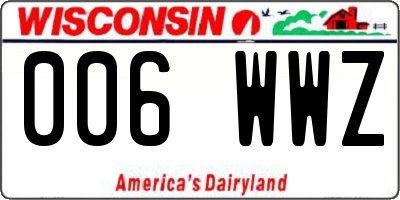 WI license plate 006WWZ