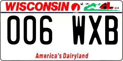 WI license plate 006WXB