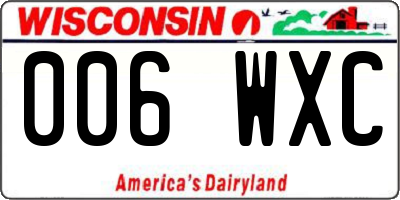 WI license plate 006WXC