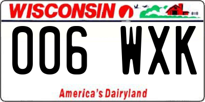 WI license plate 006WXK
