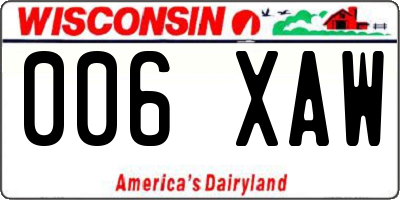 WI license plate 006XAW