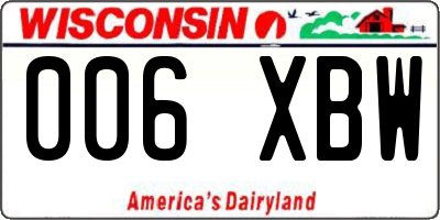 WI license plate 006XBW