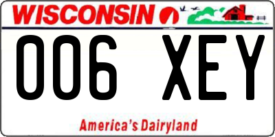 WI license plate 006XEY