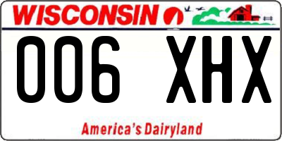 WI license plate 006XHX