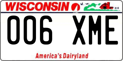 WI license plate 006XME