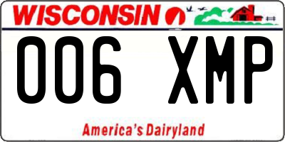 WI license plate 006XMP