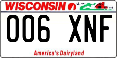 WI license plate 006XNF