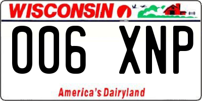 WI license plate 006XNP