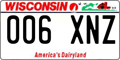 WI license plate 006XNZ