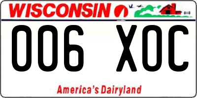 WI license plate 006XOC