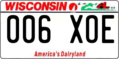 WI license plate 006XOE