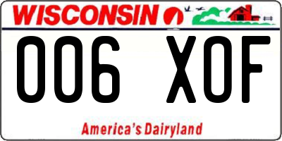 WI license plate 006XOF