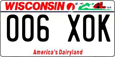 WI license plate 006XOK
