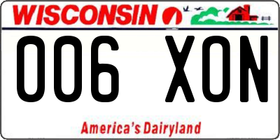 WI license plate 006XON