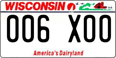 WI license plate 006XOO