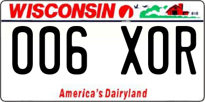 WI license plate 006XOR